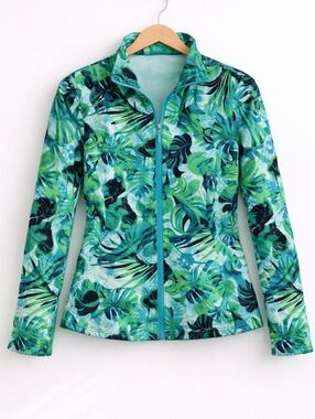 Tommy Bahama~Tropical~Azure Lagoon~Womens Longsleeve~Active Golf~Zipup~SMALL
